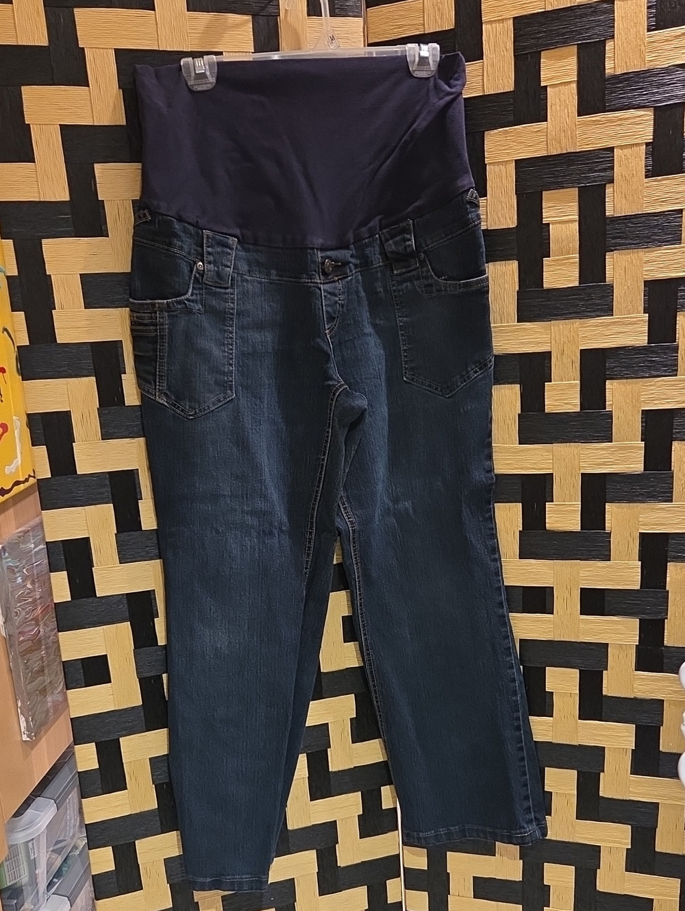 Thyme Maternity Dark Blue Straight Leg Jeans with Navy Waistband